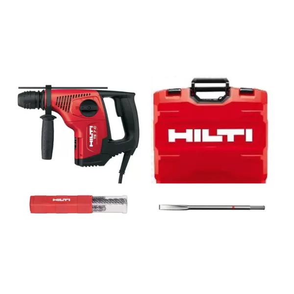 Hilti 6 Amp 120-Volt Corded SDS-Plus TE-7C Concrete Rotary Hammer Drill with Flat Chisel and TE-CX M4 Bit Set