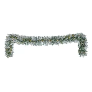 Home Accents Holiday 9 ft Starry Light Battery Operated Flocked Frasier Fir LED Pre-Lit Garland with Timer