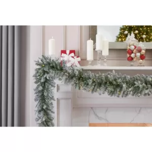 Home Accents Holiday 9 ft Starry Light Battery Operated Flocked Frasier Fir LED Pre-Lit Garland with Timer