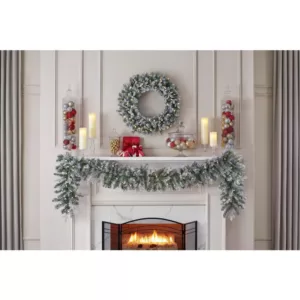 Home Accents Holiday 9 ft Starry Light Battery Operated Flocked Frasier Fir LED Pre-Lit Garland with Timer