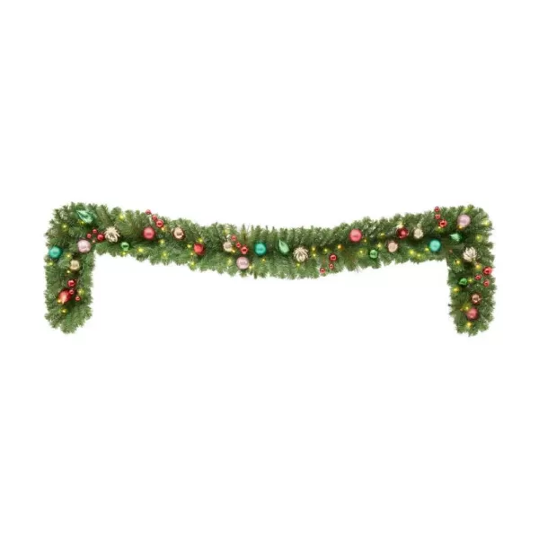 Home Accents Holiday 9 ft. Fantasleigh Battery Operated Pre-Lit LED Artificial Christmas Garland