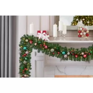 Home Accents Holiday 9 ft. Fantasleigh Battery Operated Pre-Lit LED Artificial Christmas Garland