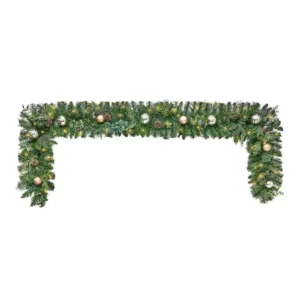 Home Accents Holiday 9 ft. St. Germain Battery Operated Mixed Pine LED Pre-Lit  Christmas Garland with Timer