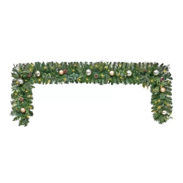 Home Accents Holiday 9 ft. St. Germain Battery Operated Mixed Pine LED Pre-Lit  Christmas Garland with Timer