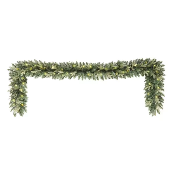 Home Accents Holiday 9 ft. Mayfield Pre-lit LED Artificial Garland with 50 Warm White Micro Dot Lights