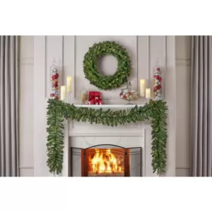 Home Accents Holiday 12 ft. Elegant Battery Operated Noble Fir LED Pre-Lit Christmas Garland with Timer and 70-Micro Dot Light