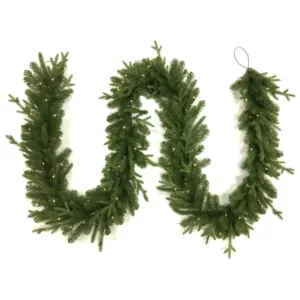 Home Accents Holiday 12 ft. Pre-Lit Norway Garland with Battery Operated Warm White LED Light