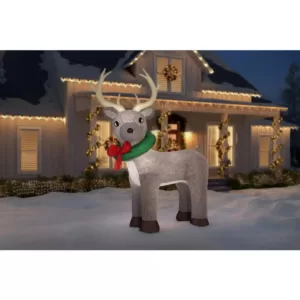 Home Accents Holiday 11 ft. Pre-Lit Giant Airblown Inflatable Fuzzy Reindeer