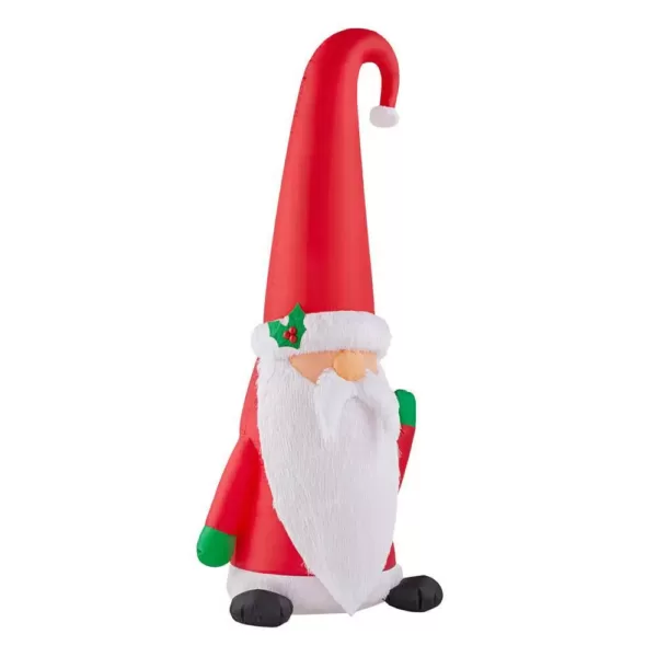 Home Accents Holiday 5 ft. Inflatable Fuzzy Plush Gnome with Curved Hat