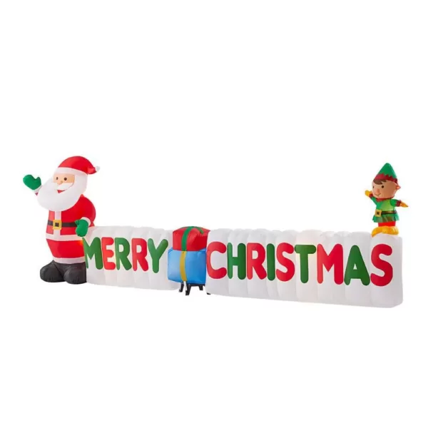 Home Accents Holiday 12 ft Giant-Sized LEF Inflatable Merry Christmas Sign Scene