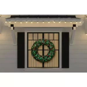 Home Accents Holiday 36 in. Christmas Bright Pre-lit LED Artificial Spruce Wreath with Red,Green, and Cool White Lights