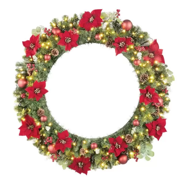 Home Accents Holiday 48 in. Berry Bliss Pre-Lit LED Artificial Christmas Wreath