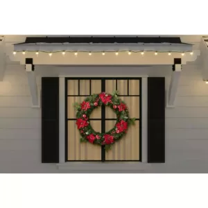 Home Accents Holiday 36 in Berry Bliss Battery Operated Mixed Pine LED Pre-Lit Artificial Wreath with Timer