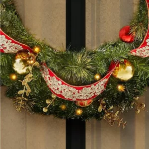 Home Accents Holiday 36 in. Royal Easton Battery Operated Pre-Lit LED Artificial Christmas Wreath