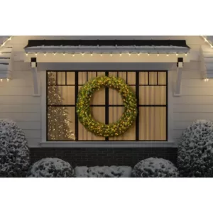 Home Accents Holiday 60 in. Wesley Pre-Lit Long Needle Pine Artificial Christmas Wreath with 498-mixed tips and 240 Warm White Lights