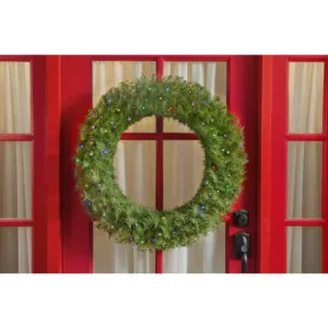 Home Accents Holiday 32 in. Norwood Fir Artificial Wreath with Multi-LED Light