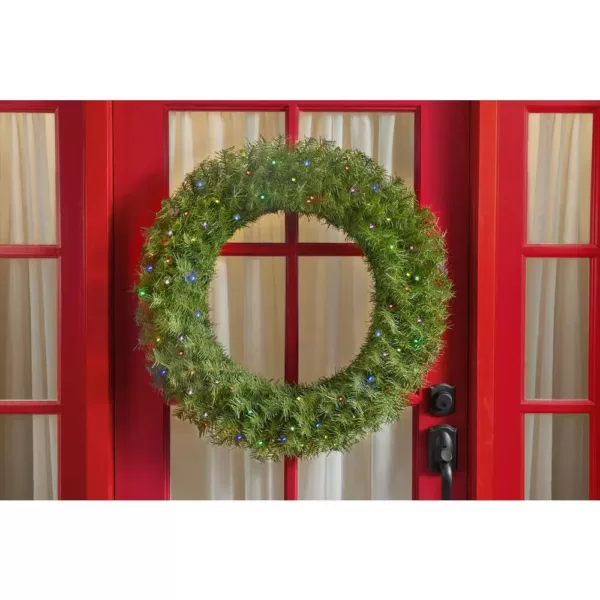 Home Accents Holiday 32 in. Norwood Fir Artificial Wreath with Multi-LED Light