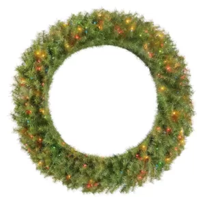 Home Accents Holiday 48 in. Dia Green Pre-Lit Incandescent Light Norwood Fir Artificial Christmas Wreath with 200-Lights