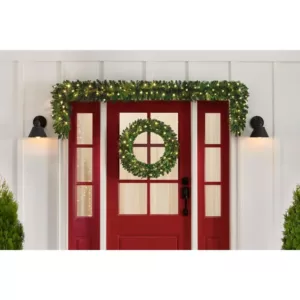 Home Accents Holiday 30 in. Mayfield Prelit LED Artificial Christmas Wreath With 35 Warm White Micro Dot Light