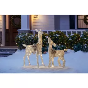 Home Accents Holiday 3 ft LED Lighted White Deer and Doe