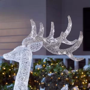 Home Accents Holiday 3-Piece Fantasleigh Outdoor Christmas Deer Family with LED Cool White Lights