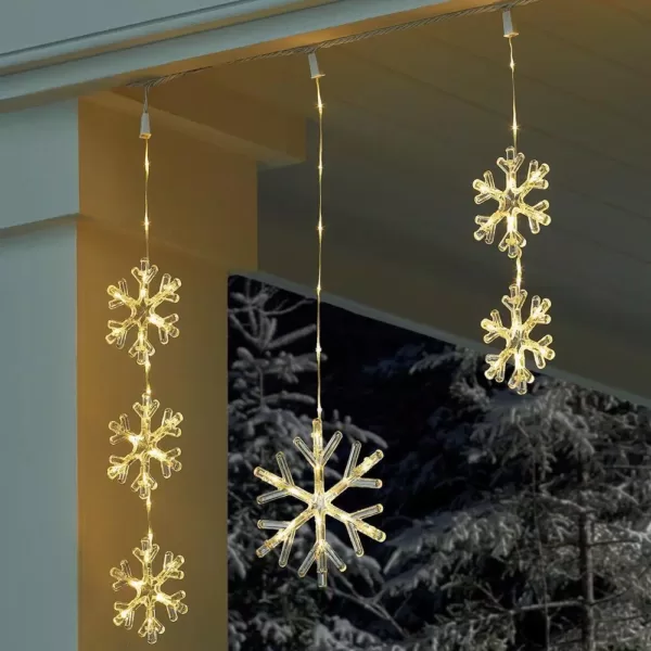 Home Accents Holiday 64 in. 150-Light Warm White Micro Dot LED Snowflake Icicle Light