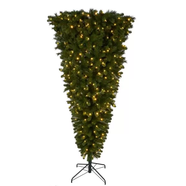 Home Accents Holiday 7 ft Wesley Upside Down Long Needle Pine LED Pre-Lit Artificial Christmas Tree with 420 SureBright Color Changing Lights