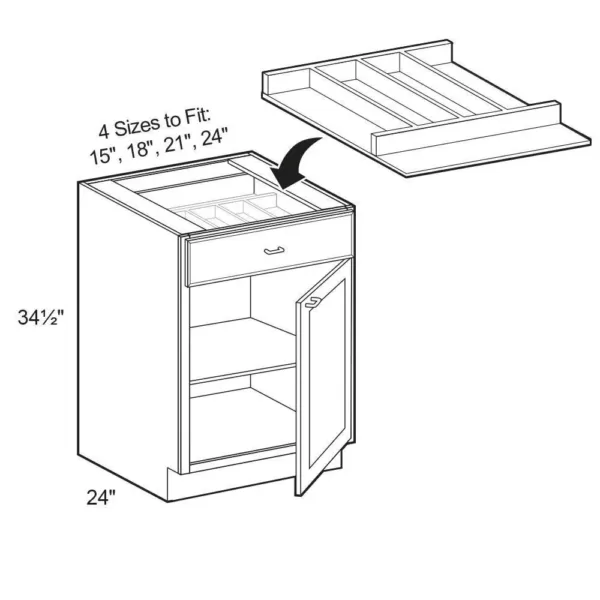 Home Decorators Collection 16x3x19 in. Utensil Tray Divider for 21 in. Shallow Drawer in Natural Maple