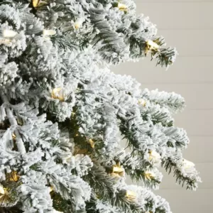 Home Decorators Collection 7.5 ft. Risch White Pine Heavy Flocked LED Pre-Lit Artificial Christmas Tree with 1000 SureBright Warm White Lights