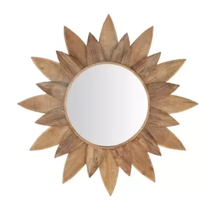 Home Decorators Collection Medium Sunburst Brown Antiqued Art Deco Accent Mirror (34 in. Diameter)