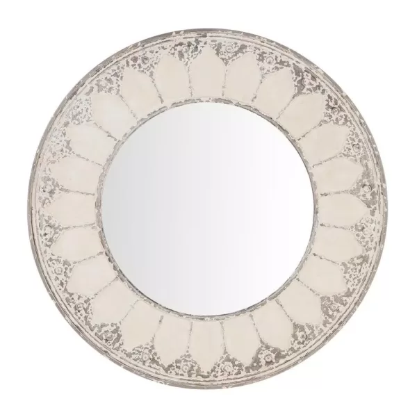 Home Decorators Collection Medium Round Ivory Antiqued Classic Accent Mirror (32 in. Diameter)