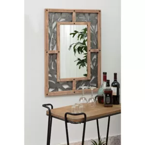 Home Decorators Collection Medium Rectangle Wood & Metal Antiqued Farmhouse Accent Mirror (39 in. H x 29 in. W)