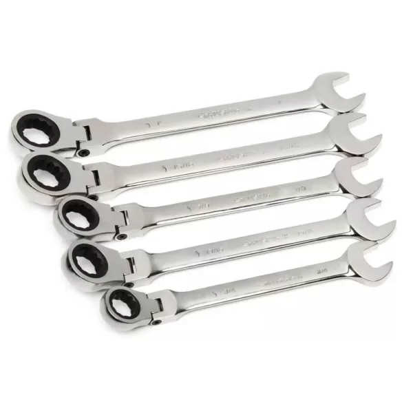 Husky Large SAE Flex Head Ratcheting Wrench Set (5-Piece)