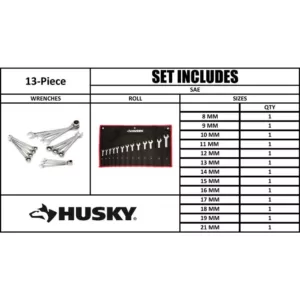 Husky Master Metric Reversible Ratcheting Wrench Set (13-Piece)