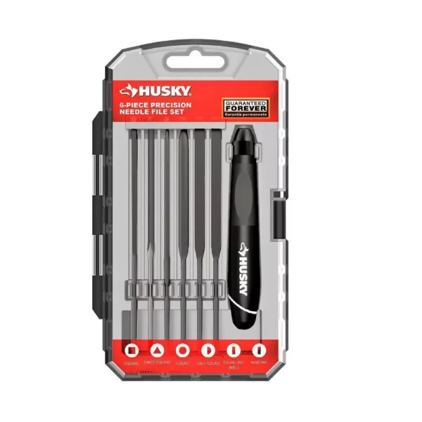 Husky Steel Precision File Set with Storage Case (6-Piece)