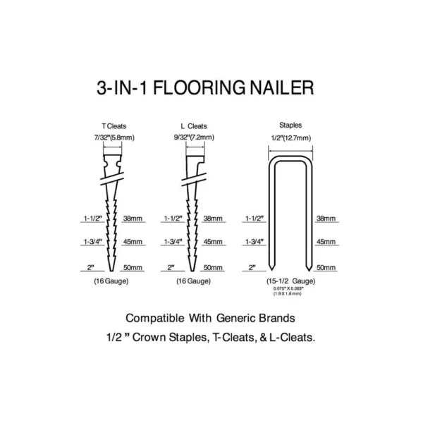 Husky Pneumatic 3-in-1 15.5-Gauge and 16-Gauge 2 in. Flooring Nailer and Stapler with Quick Jam Release