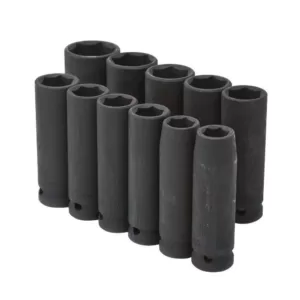 Husky 1/2 in. Drive Deep Metric Impact Socket Set (11-Piece)