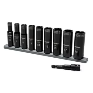 Husky 3/8 in. Drive Thin Wall Deep Impact Socket Set MM (10-Piece)