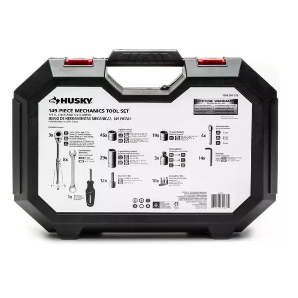 Husky 1/4 in., 3/8 in. and 1/2 in. Drive Mechanics Tool Set (149-Piece)