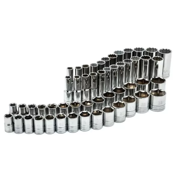 Husky 1/2 in. Drive SAE and Metric Socket and Bit Set with Ratchet and Rails (57-Piece)