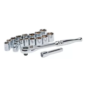 Husky 3/8 in. Drive Ratchet and SAE/Metric Standard Socket Set (18-Piece)