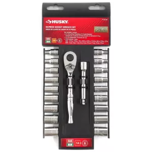 Husky 1/4 in. Drive Ratchet SAE/Metric Standard Socket Set (20-Piece)