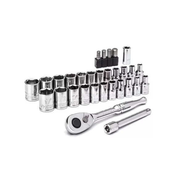 Husky 1/4 in. Drive Socket Wrench Set (30-Piece)