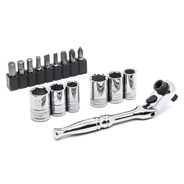 Husky 1/4 in. Drive Flex-Head Microdriver and Socket Set (16-Piece)