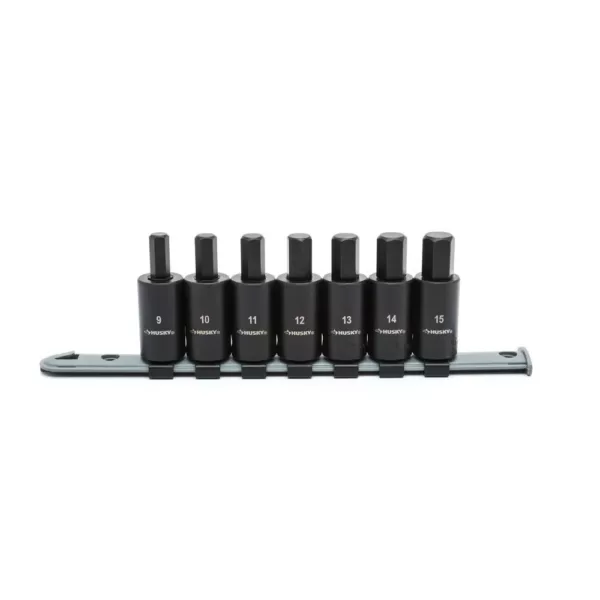 Husky 1/2 in. Drive Hex Bit SAE/MM Impact Set (14-Piece)