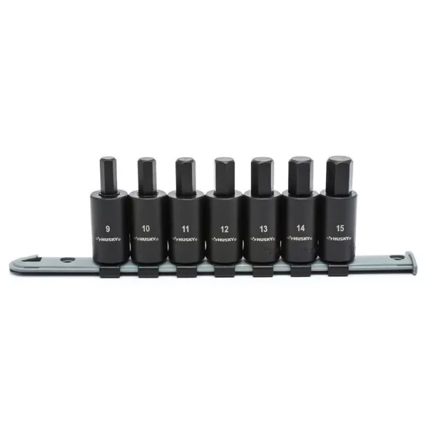 Husky 1/2 in. Drive Hex Bit Impact Socket Set MM (7-Piece)