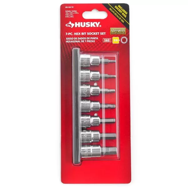 Husky 3/8 in. Drive SAE Hex Bit Socket Set (7-Piece)