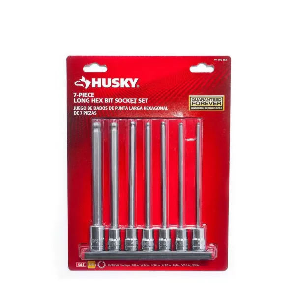 Husky 3/8 in. Drive SAE Long Ball Hex Bit Socket Set (7-Piece)