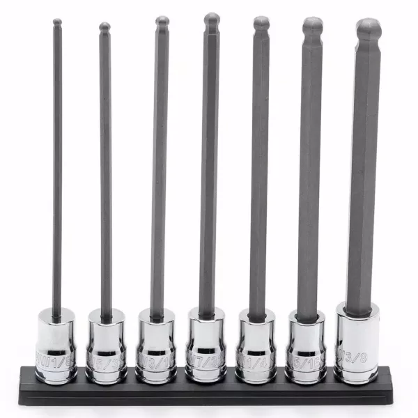 Husky 3/8 in. Drive SAE Long Ball Hex Bit Socket Set (7-Piece)