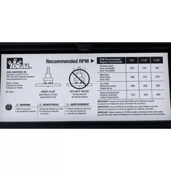 Ideal TKO Master Electrician's 7/8 in. to 2-1/2 in. Carbide-Tipped Hole Cutter Kit (8-Piece)